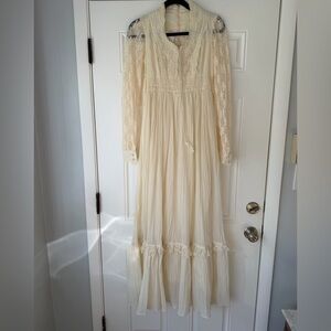 Vintage 1970s Gunne Sax dress Jessica San Francisco size 9 maxi lace sleeves‎